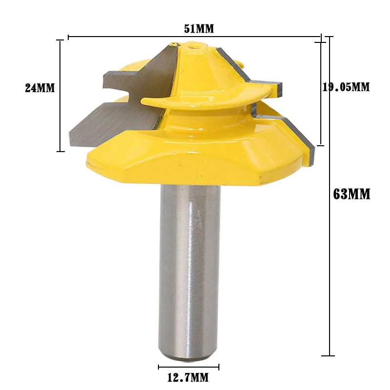 Горячие 45 градусов 6,35 мм/8 мм/12,7 мм деревянный замок, инструмент фреза 1/2 1/4 1/8 хвостовиком шип фрезы для деревообработки DIY