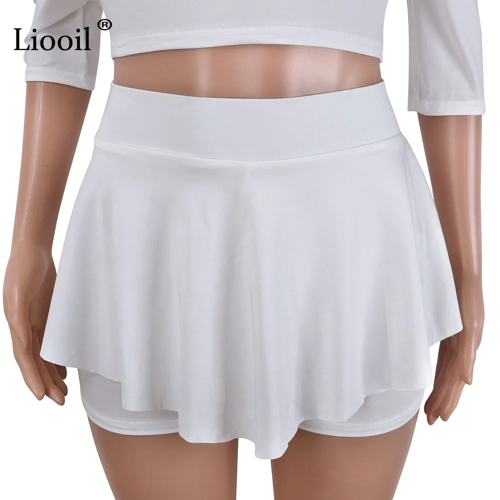 Liooil комплект из двух предметов белое платье осень Половина рукава Slash средства ухода за кожей Шеи с открытыми плечами Bodycon высокая талия
