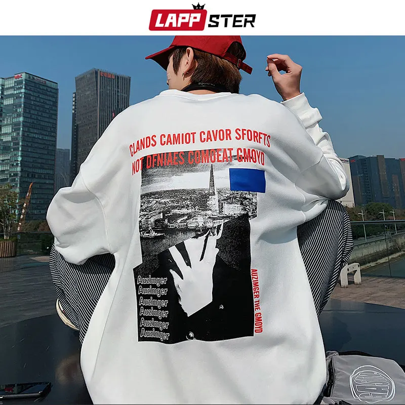 

LAPPSTER Harajuku Black Hoodie Men 2019 Spring Mens Japanese Streetwear Sweatshirt Male Hip Hop O-Neck Vintage Hoodie Plus Size