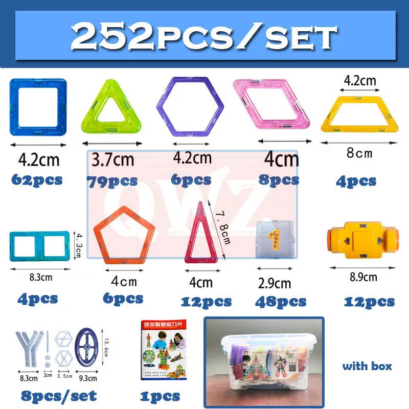 Kopen QWZ 110 252pcs Mini Magnetische Designer Bouw Set Model   Building Toy Magnetische Blokken Educatief Speelgoed Voor Kinderen geschenken