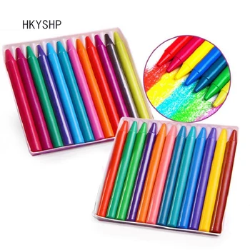 

HKYSHP Creative 24 color round crayons safe children food grade materials crayons early education puzzle stationery supplies