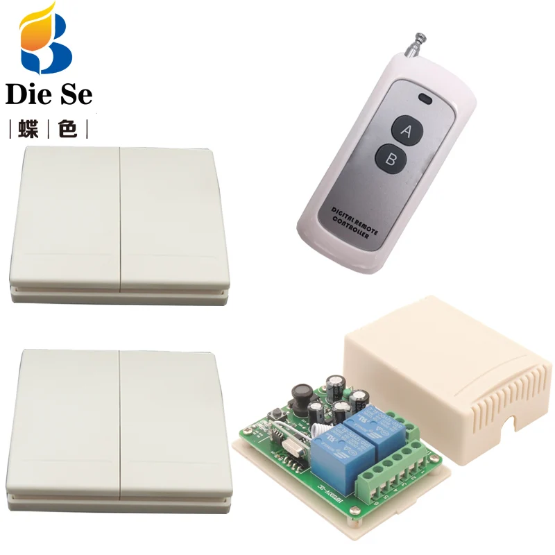 Wall Panel Wireless Remote Control 433Mhz AC 220V 2CH RF Relay Receiver 2 button For Light Bulb Lamp Wall Switch Wall Panel Wireless Remote Control 433Mhz AC 220V 2CH RF Relay Receiver 2 button For Light Bulb Lamp Wall Switch