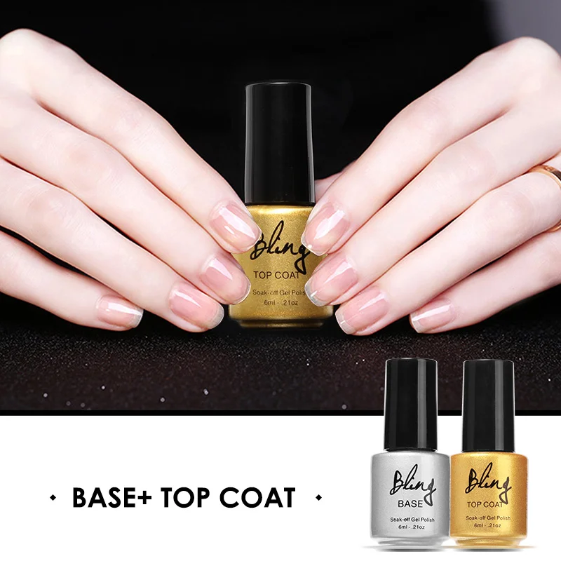 BILING Top Coat and Base Coat Gel Clear Top Coating Soak Off Gel Nails