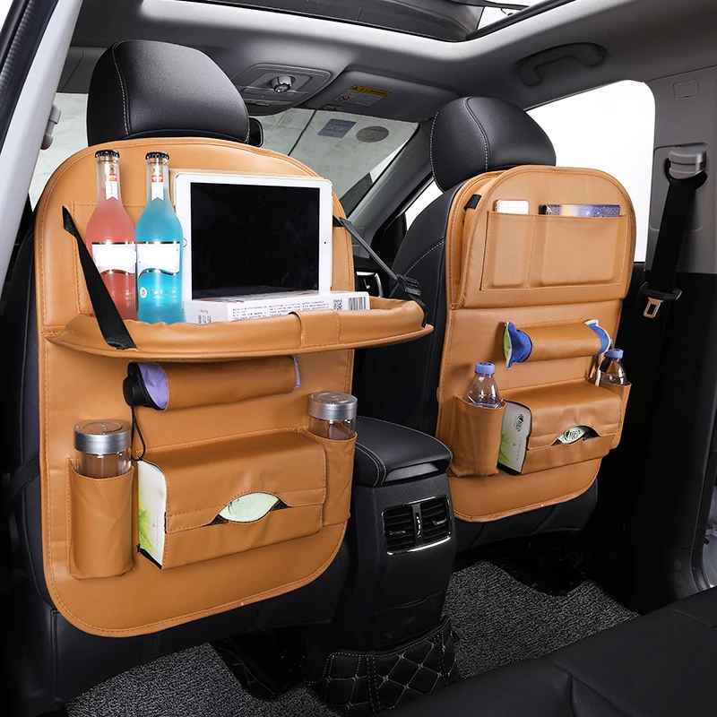 Goedkoop Auto Bekleding Achterbank Vouw Dining Rack Autostoel Opbergtas Multifunctionele Top Kwaliteit Voertuig Opslag Boxcar Autostoel kussen