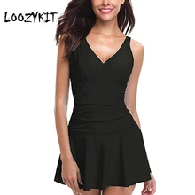 Loozykit Женская одежда для плавания большого размера-Pieces Купальник платье для плавания Расклешенная юбка женский купальный костюм Монокини платье