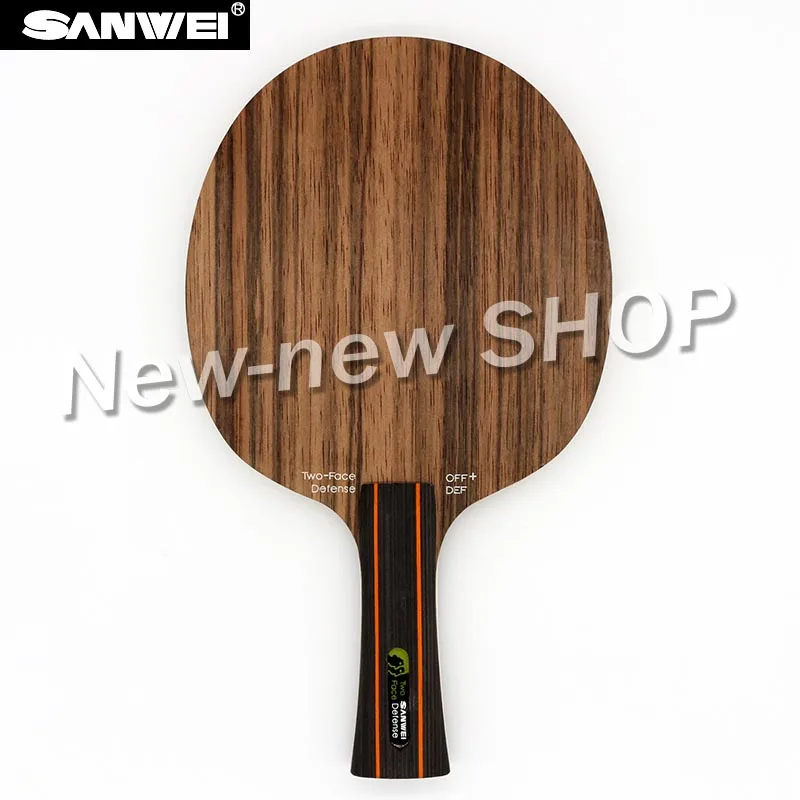 Sanwei два лица(2 лица, атака и защита, черное дерево и поверхность Хиноки) ракетка для защиты настольного тенниса ракетка для Пинг-Понга Летучая мышь