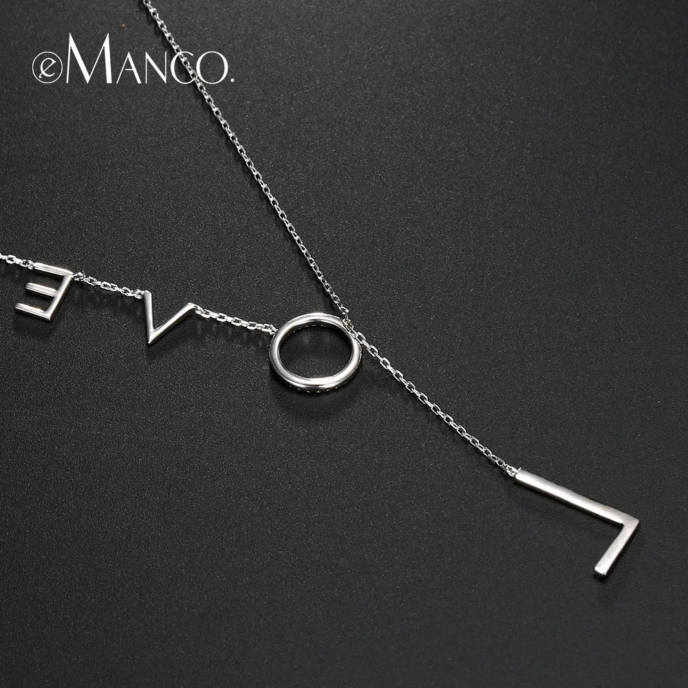 e Manco Trendy Fashion 925 Sterling Silver Pendant Necklace Love Letter Collar Chain Statement For Women|Ожерелья| |