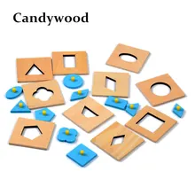 Candywood Высокое качество 10 шт./комплект Монтессори Геометрическая форма раннего обучения Образование Деревянные Головоломки Juguetes для детей