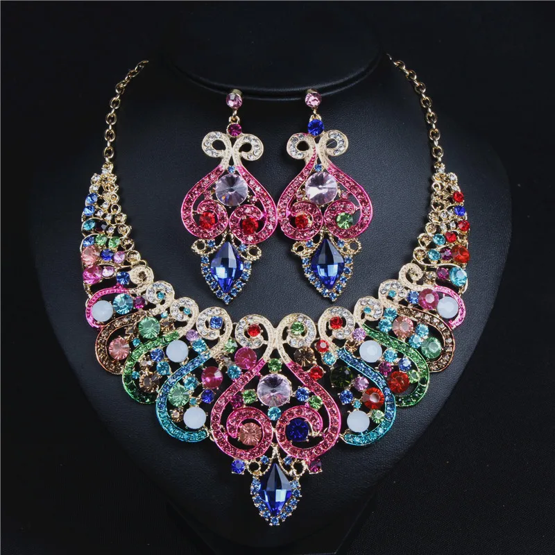

Necklace And Earring Sets For Women Bridal Jewelry Set Gifts Fit With Wedding Dress TL001