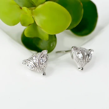 

GNE0445 Hot Sale 100% Real 925 Sterling Silver Drop Earrings Fashion Fox Head Charming Earring, Jewelry Fine Gift For Women