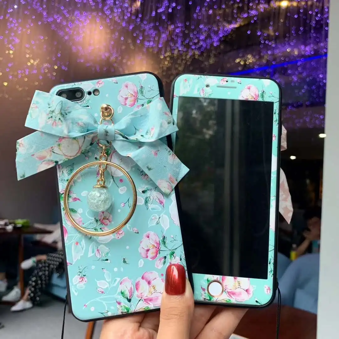 Для iPhone XS Max 3D Цветочный чехол для телефона + пленка экрана из закаленного стекла X