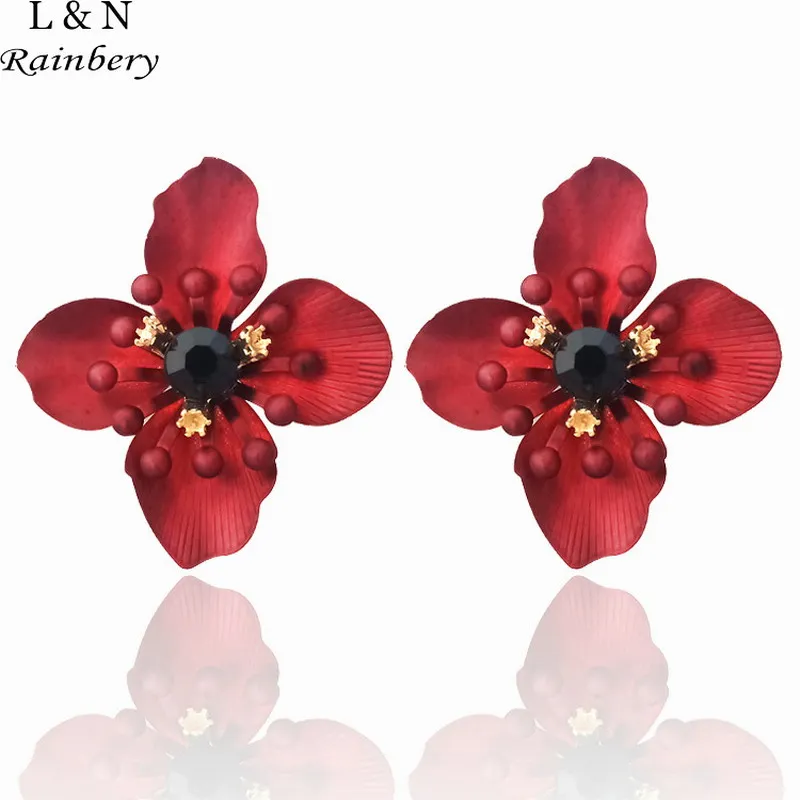 

Rainbery Korean Style Alloy Flower Stud Earrings for Women Girls Metal Floral Stamen Ear Studs Earing Brincos Fashion Jewelry