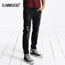 SIMWOOD 2016 Осень Зима Новые Джинсы Моды для Мужчин Джинсовые Брюки Повседневные Брюки Хлопок Отверстие SJ6043
