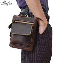 Мужская поясная сумка из натуральной кожи темно-коричневого цвета 2 использования, маленькая сумка-мессенджер из воловьей кожи, поясная сумка на ремне, кожаная сумка-мессенджер