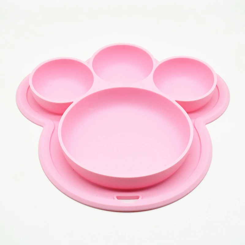 Baby Silicone Plate BPA Free Cartoon Bear Paw Shape Children Dinner Dishes Suction Baby Training Tableware Kids Feeding Bowls