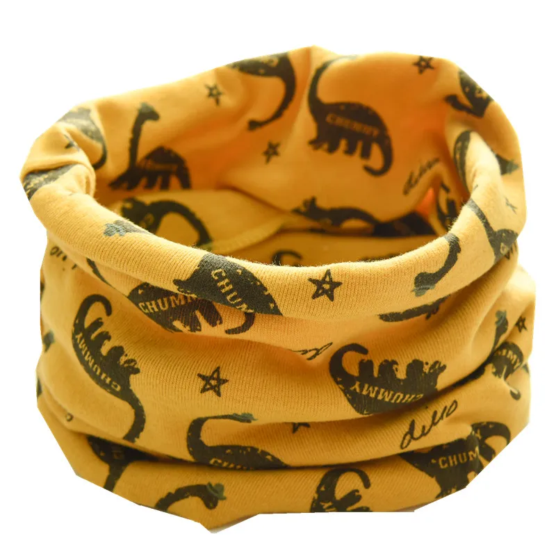 yellow dinasour Новинка; сезон осень-зима; шарф из хлопка для девочек; Детский шарф; нагрудный шарф для мальчиков и девочек с круглым кольцом; милый детский шарф с воротником; Bufandas - Цвет: yellow dinasour