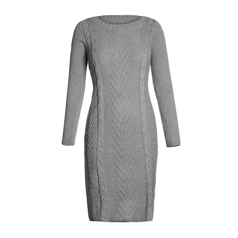 ADEWEL 2018 Spring Women Long Sleeve Bodycon Sweater Dress Casual Hand Knitted Midi Dress Elegant Inner Wear Womens Dresses (2)