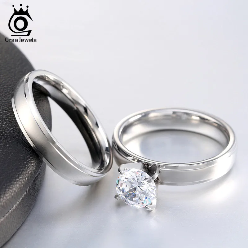 ORSA JEWELS Luxury Wedding&Engagement Eternity Rings with 1ct AAA Cubic Zirconia for Women Promise Gift Ring GTR20