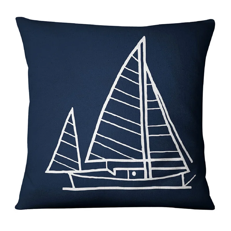 Чехол для подушки синий якорь моряк американский морской стиль хлопок наволочка домашний декоративный чехол на подушки для дивана - Цвет: 2