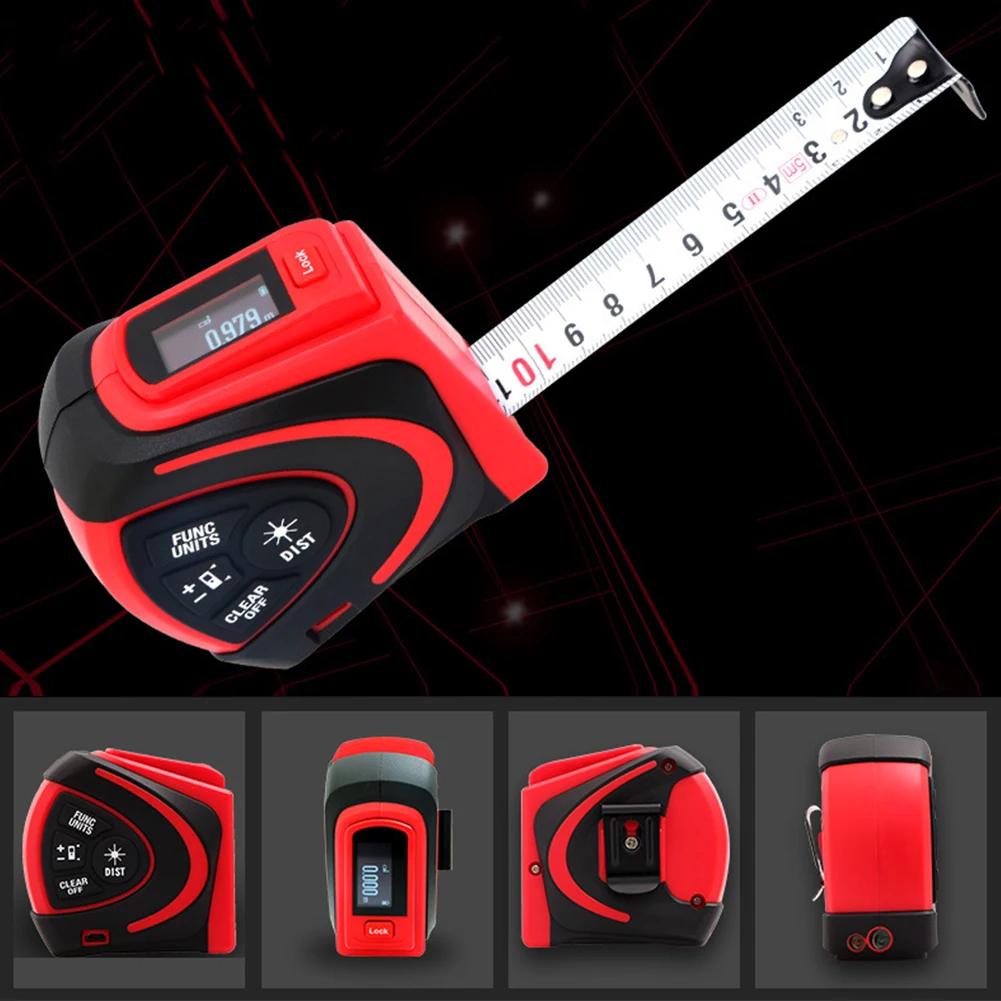 

2 In 1 Infrared Measure LCD Display Waterproof Range Finder Distance Meter Tools Rechargeable USB Charging Digital Tape Test