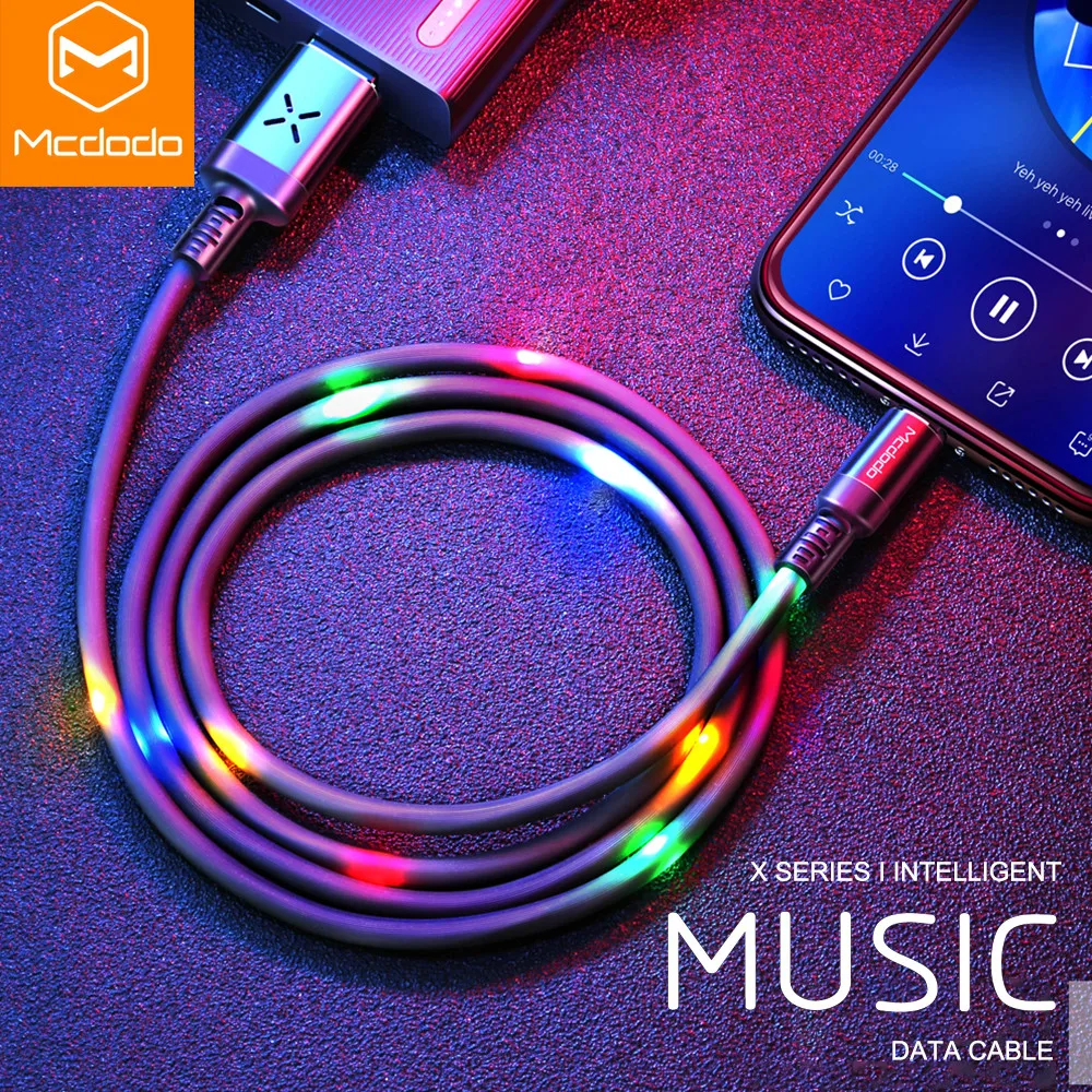 

MCDODO Volume Control Dancing LED USB Cable Fast Charging Cable Mobile Phone Charger Cable For iPhone X XS MAX 7 8 6 6s plus 5s
