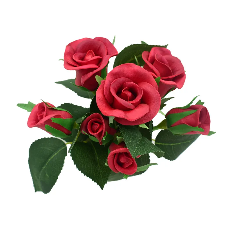 7Stems Red Real Touch Rose Buds DIY Wedding Centerpieces PU Bridal