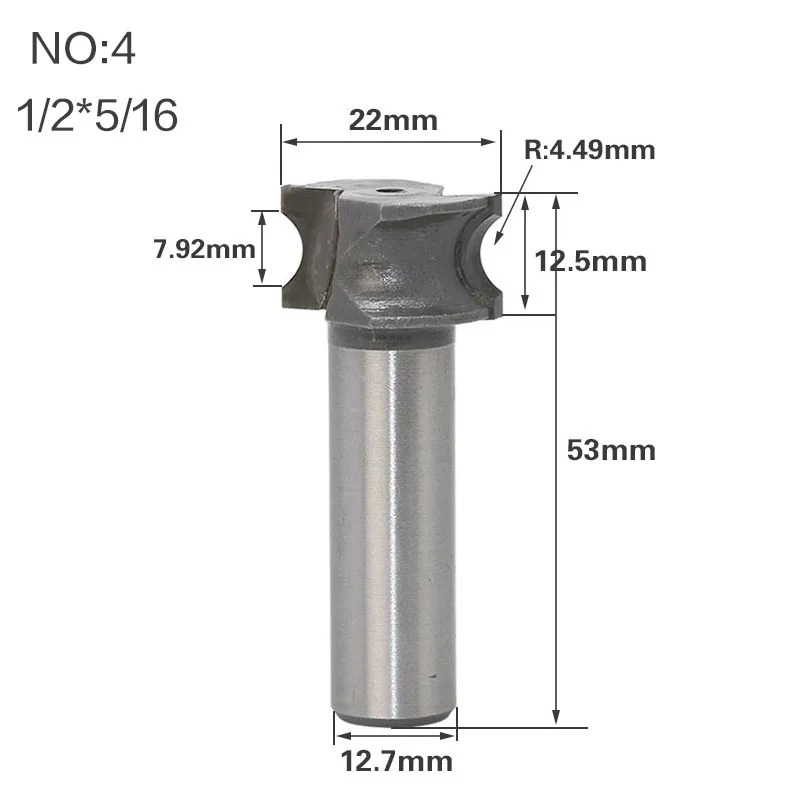 1 шт. 1/" 1/4" хвостовик полукруглый бит выпуклые кромки для дерева Торцевая мельница деревообрабатывающий инструмент промышленного класса фреза - Длина режущей кромки: NO4