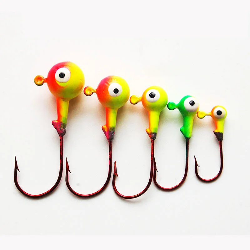 46pcs Multicolor 3D Fish Eyes Jig Head Fishing Hooks High Carbon Steel Red Lead Head Lures Fishing Hooks Set With Box 46pcs Multicolor 3D Fish Eyes Jig Head Fishing Hooks High Carbon Steel Red Lead Head Lures Fishing Hooks Set With Box
