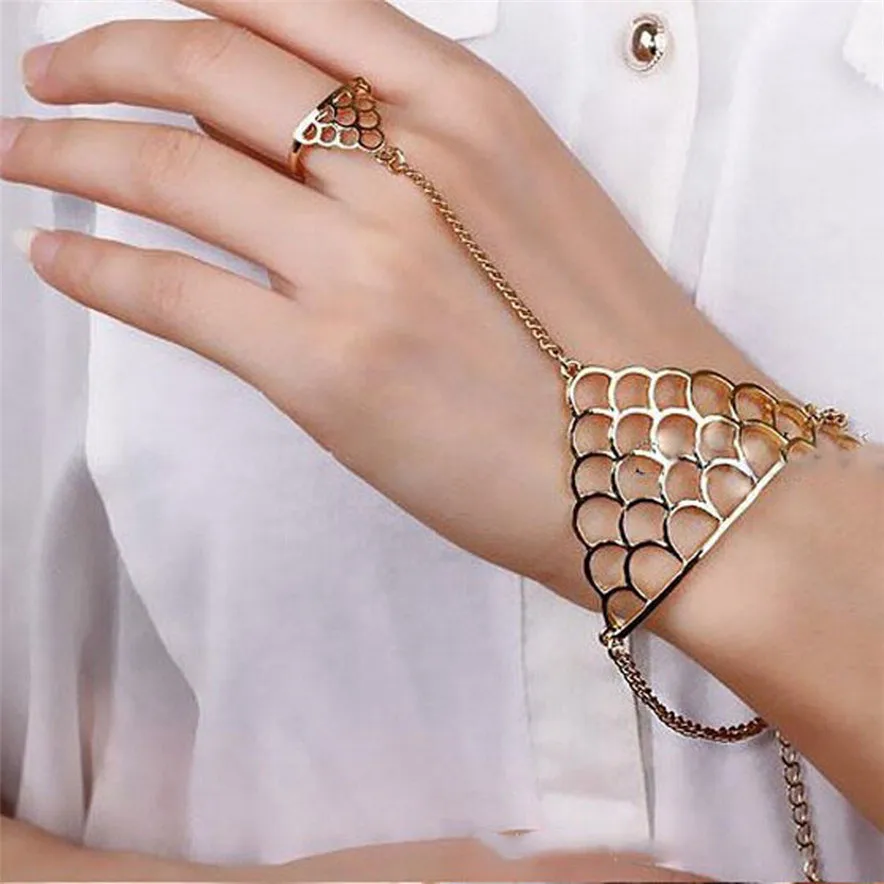 

Stylish Bar Chain Bracelet Womens Squamous Fish Scale Finger Link Chain Bracelet Bangle Fashion Punk drop shipping #0314
