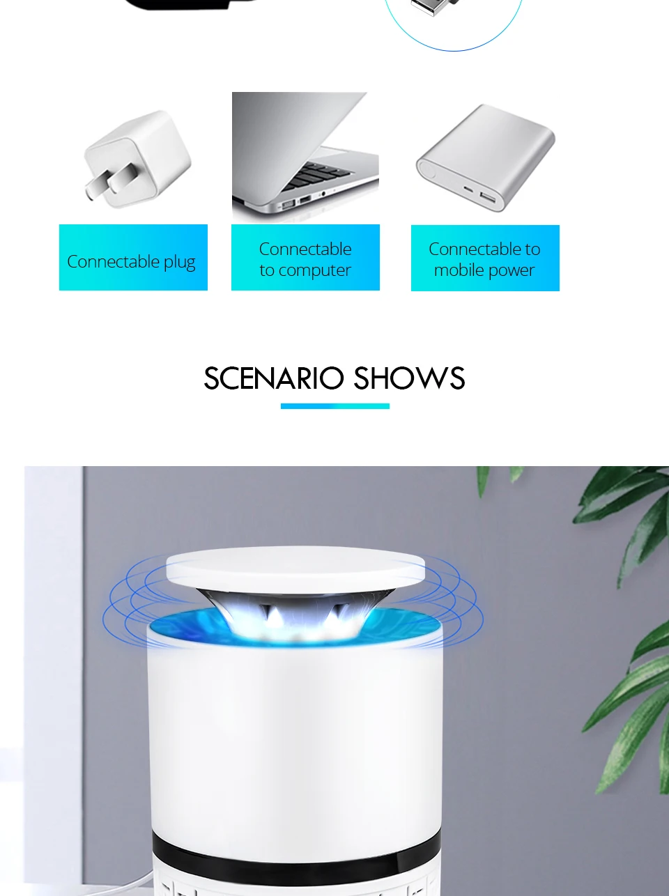 EeeToo USB Electric Mosquito Killer Lamp Photocatalysis Mute 5V Anti Mosquito Trap LED Night Light Lamp Bug Zapper Insect Killer (12)
