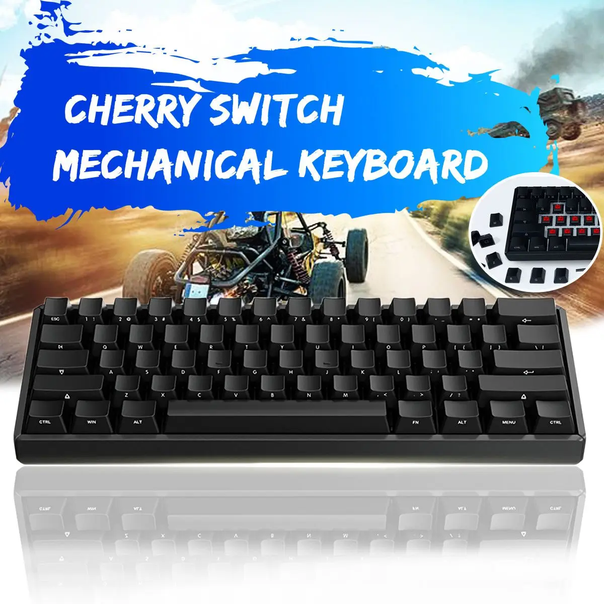 

LEORY F60 60% bluetooth 3.0 Type-C Wired Cherry MX Red Switch PBT Keycaps Mechanical Keyboard 295X104X42mm