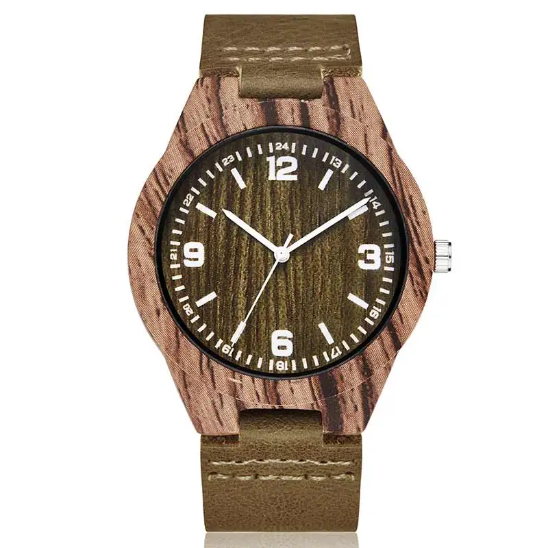Unique Big Dial Wood Watch Men Women Quartz Wooden Ostrich Deer Man Wristwatch Soft Leather Band Male Wrist Clock Reloj | Наручные часы