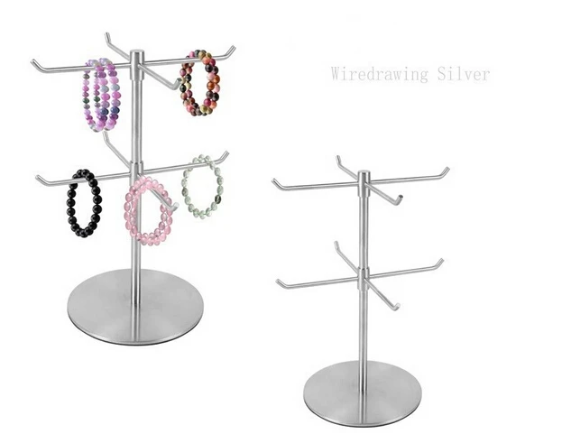 Double Layer Stainless Steel Bracelet Display Holder Necklace Scarf Double Layer Stainless Steel Bracelet Display Holder Necklace Scarf Stand Scarves Hook Standing
