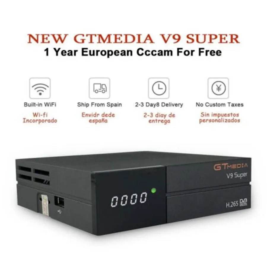 

GTMedia V9 Super Satellite Receiver Bult-in WiFi with 1 Year Spain Europe Cccam Cline Full HD DVB-S2/S Freesat V9 Super Receptor