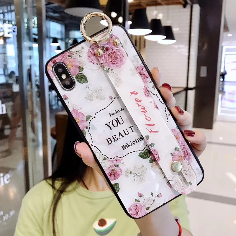 2019 Diamond Crystal Case with Holder Strap for iPhone 7 8 plus 6 6s Flower 3D XS MAX XR X Shinning |