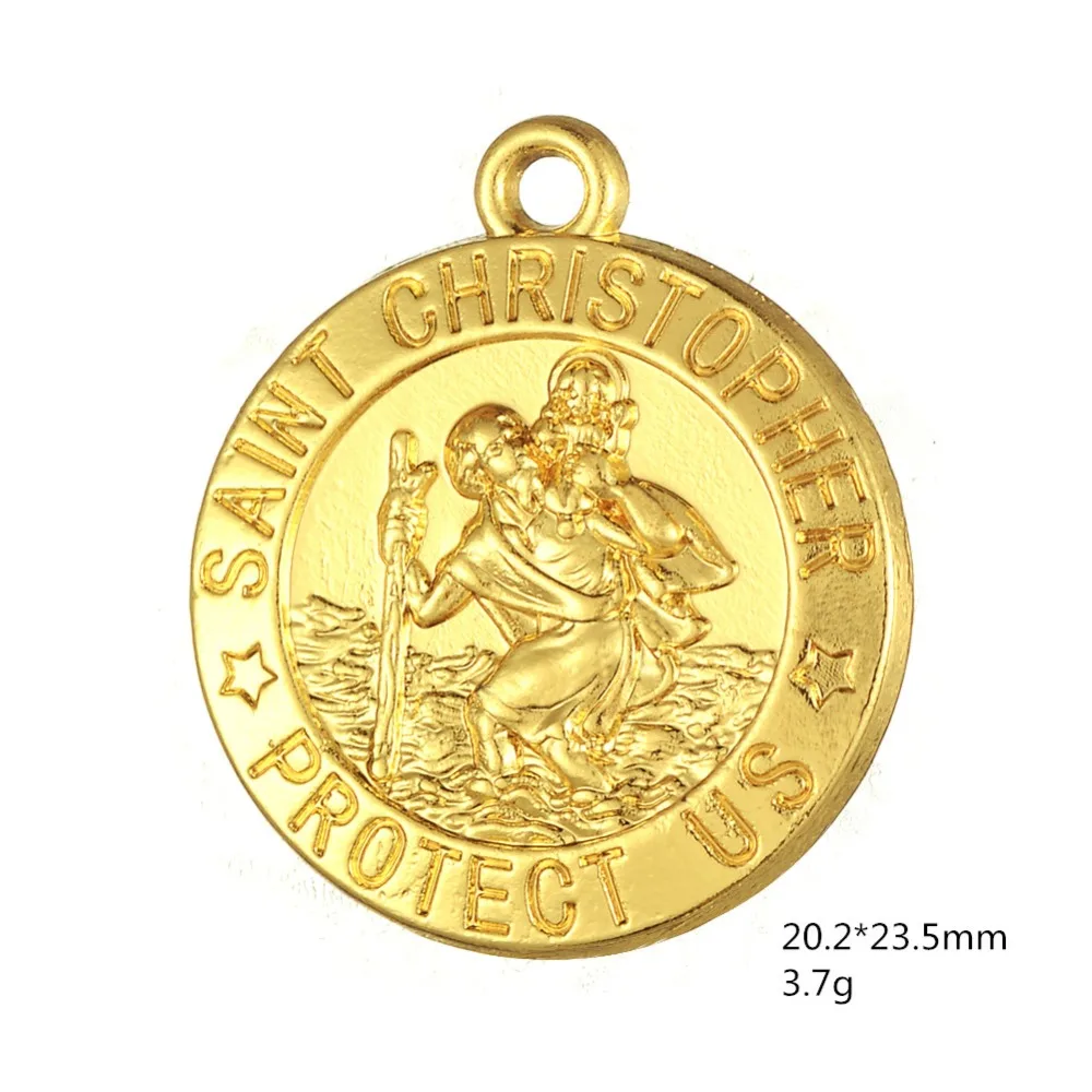 My shape Pendentif de la médaille de la Saint-christ pour la Protection des états-unis, bijou de couleur or, pour la Protection religieux catholique, vente en gros, 20 pièces