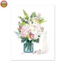 Цифровая картина маслом розовая роза фиолетовая Гвоздика