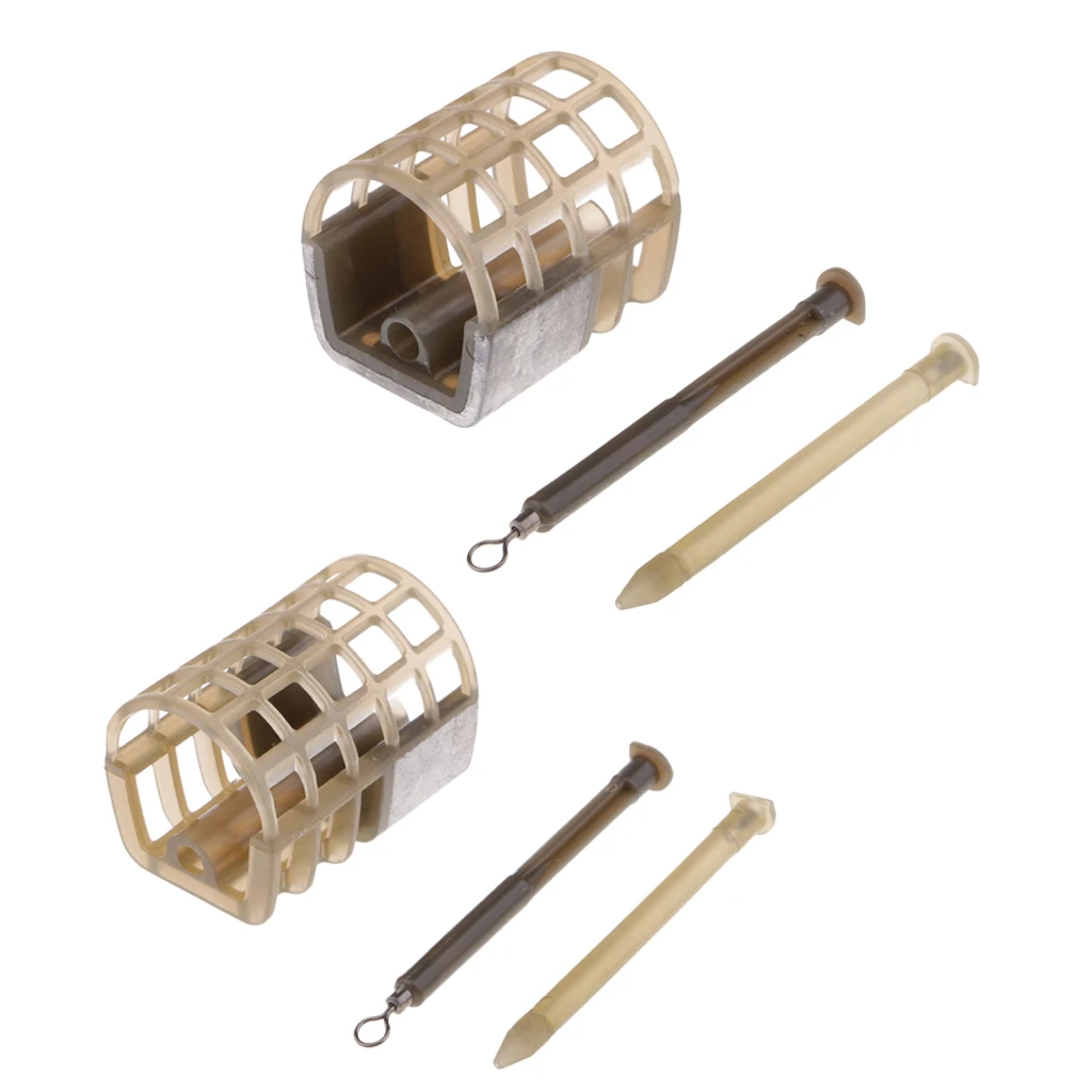 30g Plastic In Line Pellet Feeder Coarse Fishing Feeders Bait Cage Lure Holder Basket S/L Two Sides