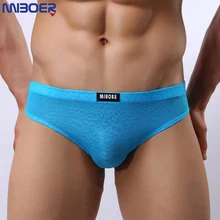 Hombres sexy opacidad underwear marca miboer net yarn jacquard de encaje transparente ropa interior hombre calzoncillos boxer marcas