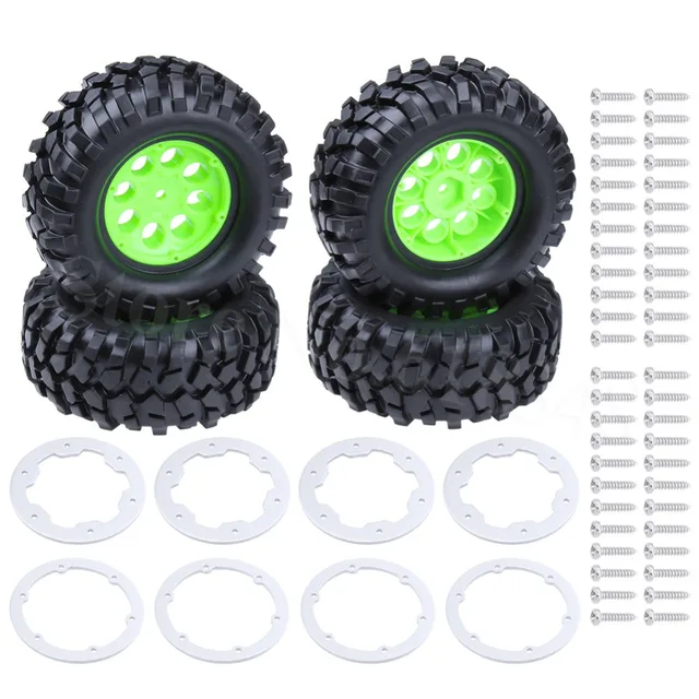 Cheap 4pcs Rubber 1.9" Beadlocks Wheels &Tires 96mm For Rc Axial SCX10 RC4wd Tamiya D90 TF2 Rock Crawler