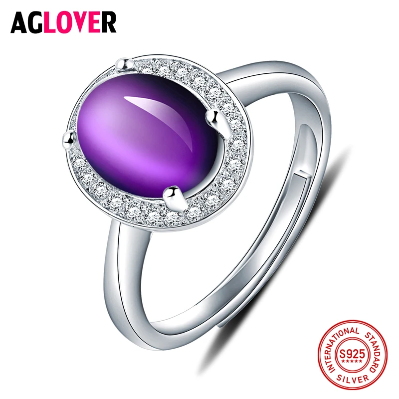 

Genuine Amethyst Rings Woman Luxury 925 Sterling Silver Rings Female Jewelry Valentine'S Day Gift