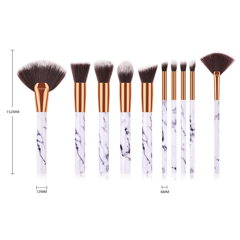 

10Pcs/Set Marble Beauty Blending Blushes Soft Makeup Fan Brushes Tools Kit Set Foundation Concealer Powder Eyeshadow For Women