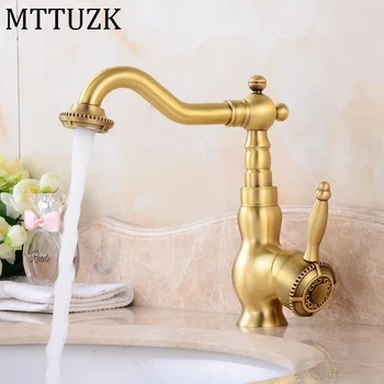 

MTTUZK Free Shipping antique bronze basin faucet bathroom deck mounted faucet hot and cold mixer tap Height up faucet