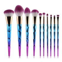 MAANGE 10pcs Makeup Brushes Set Diamond rainbow handle Cosmetic Foundation Blusher Powder Blending Brush beauty tools kits