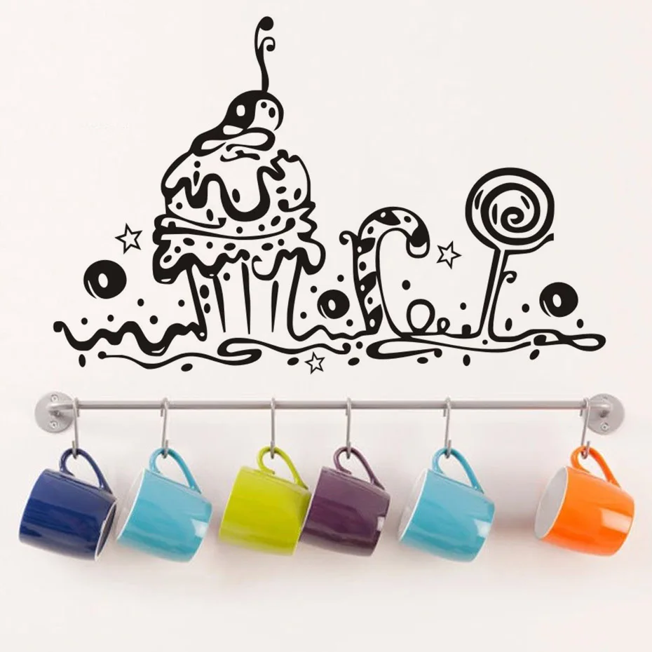 Stickers On The Wall Sweet Cake Decoration Bakery Shop Cafe Kitchen Wall Stickers Home Decor Living Room Vinyl Wall Decor