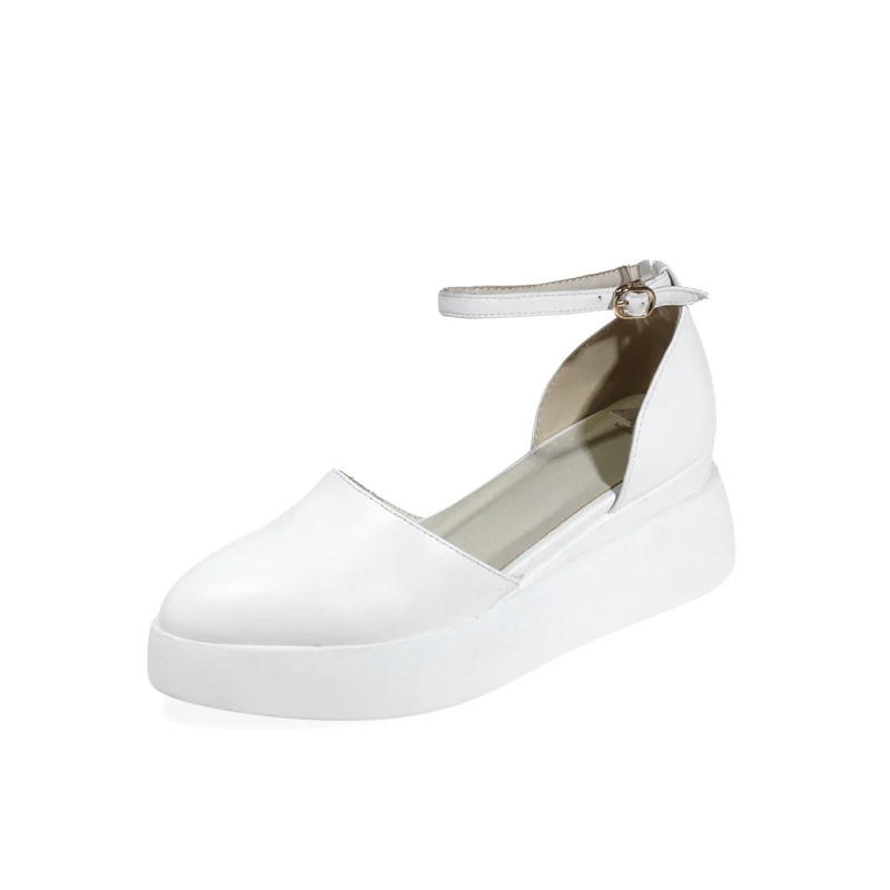 Г., суперзвезда, модный мелкий ремень с пряжкой, острый носок, высокий каблук, женские туфли-лодочки на платформе, Повседневная элегантная обувь для отдыха L6f1 - Цвет: Белый