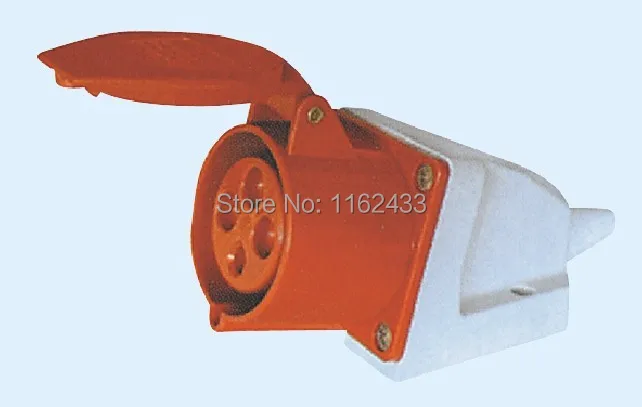 32A 3P E 4 pin 380-415V IP44 124L Трехфазная брызгозащищенная промышленная розетка с кабельной