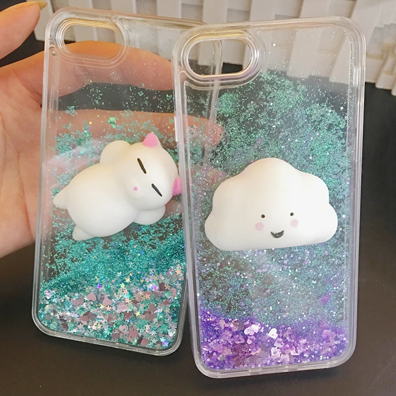 Case for iPhone X 6s 5 SE Case 3D Soft Silicone Cat Squishy Kneading Silicon TPU Phone Case Cover for iPhone 6P 7P 7 8P (25)