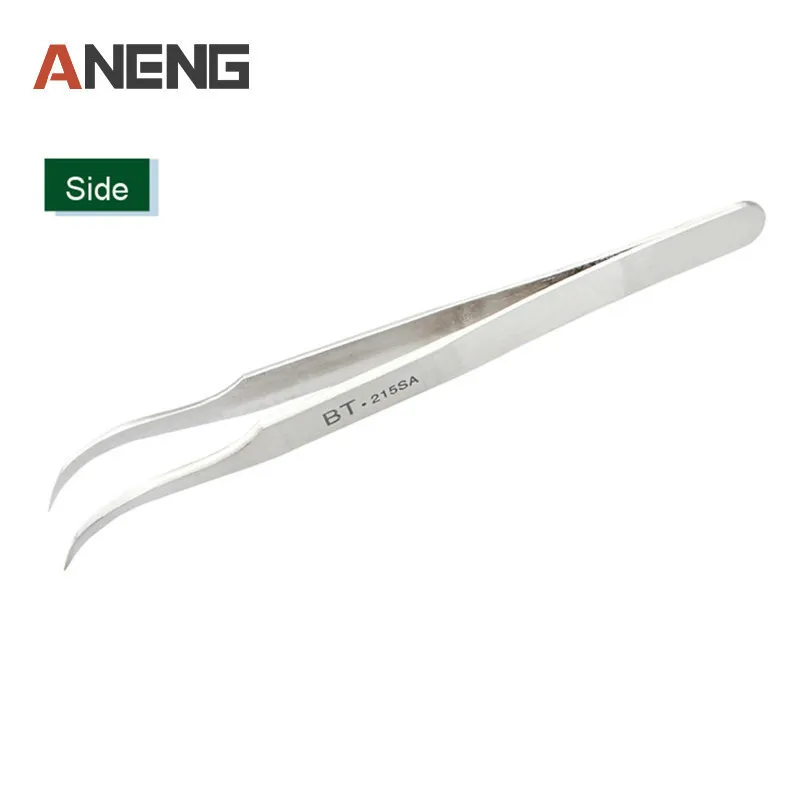 

215SA Portable Matt Precision Curved Thin Anti-Magnetic Tweezer Heat Resistant PCB Eyelash Extensions Repair Tool