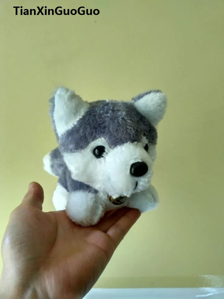 

lovely small husky dog with bell , 18cm gray husky plush toy soft doll birthday gift b1879